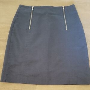 LOFT Dark Blue Pencil Skirt with Zipper Details